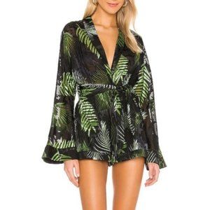 Camila Coelho Amelia Romper in Black Palm